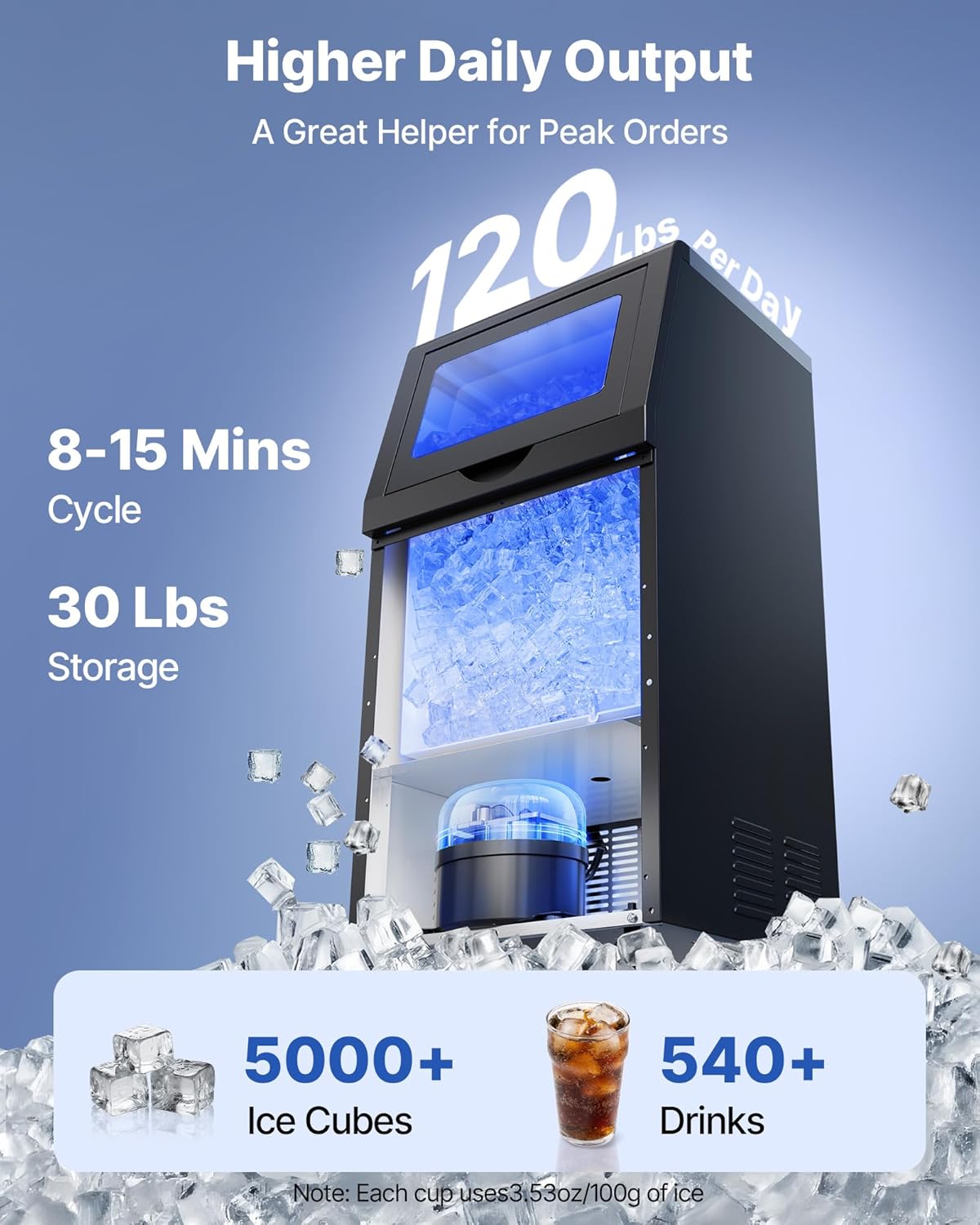 Machine à Glaçons Commerciale VEVOR - 54 kg / 24h