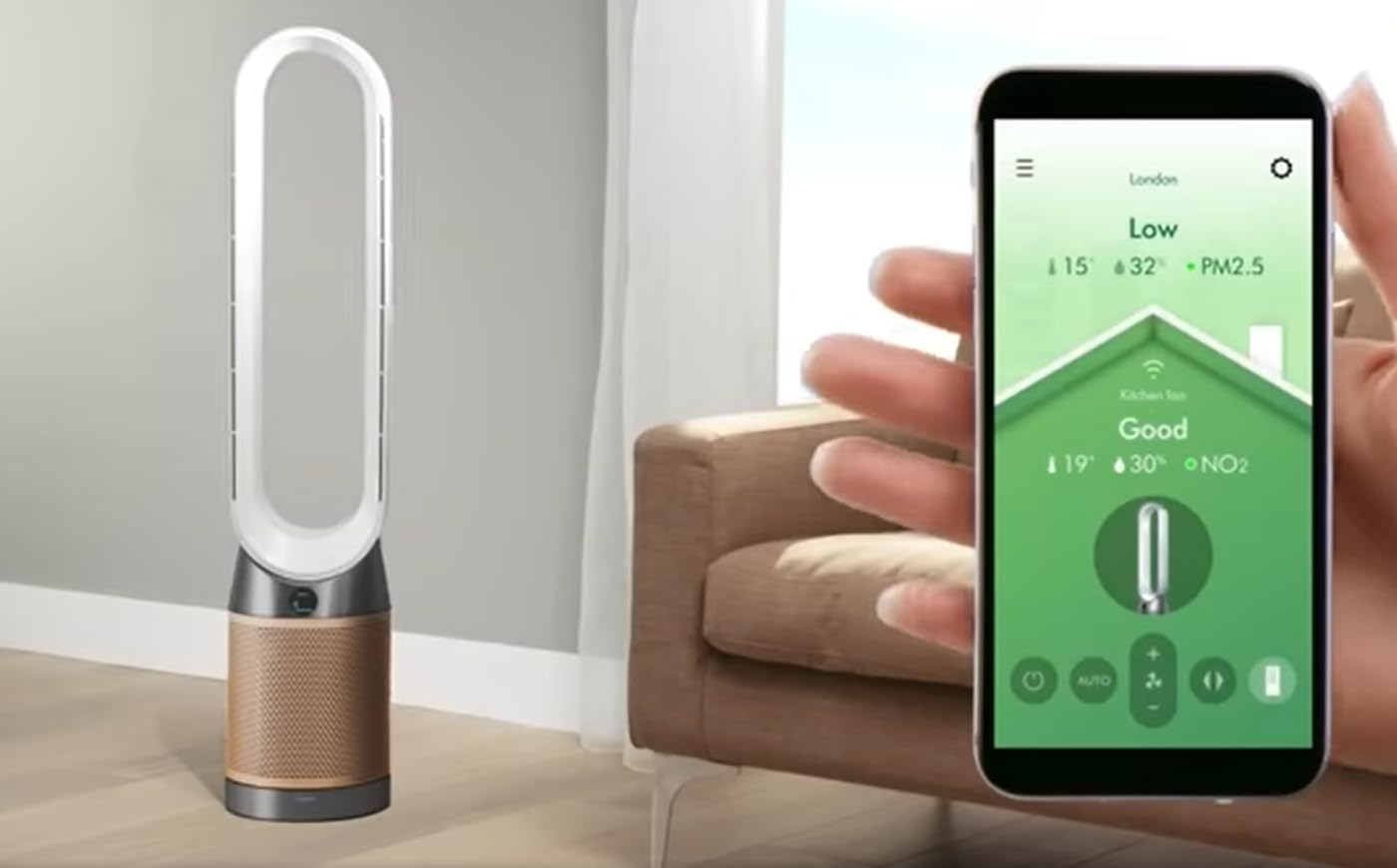 Dyson TP09 Purifier Cool™ Formaldehyde Ventilateur tour 40 W HEPA H13 BT 4.0 WiFi Or